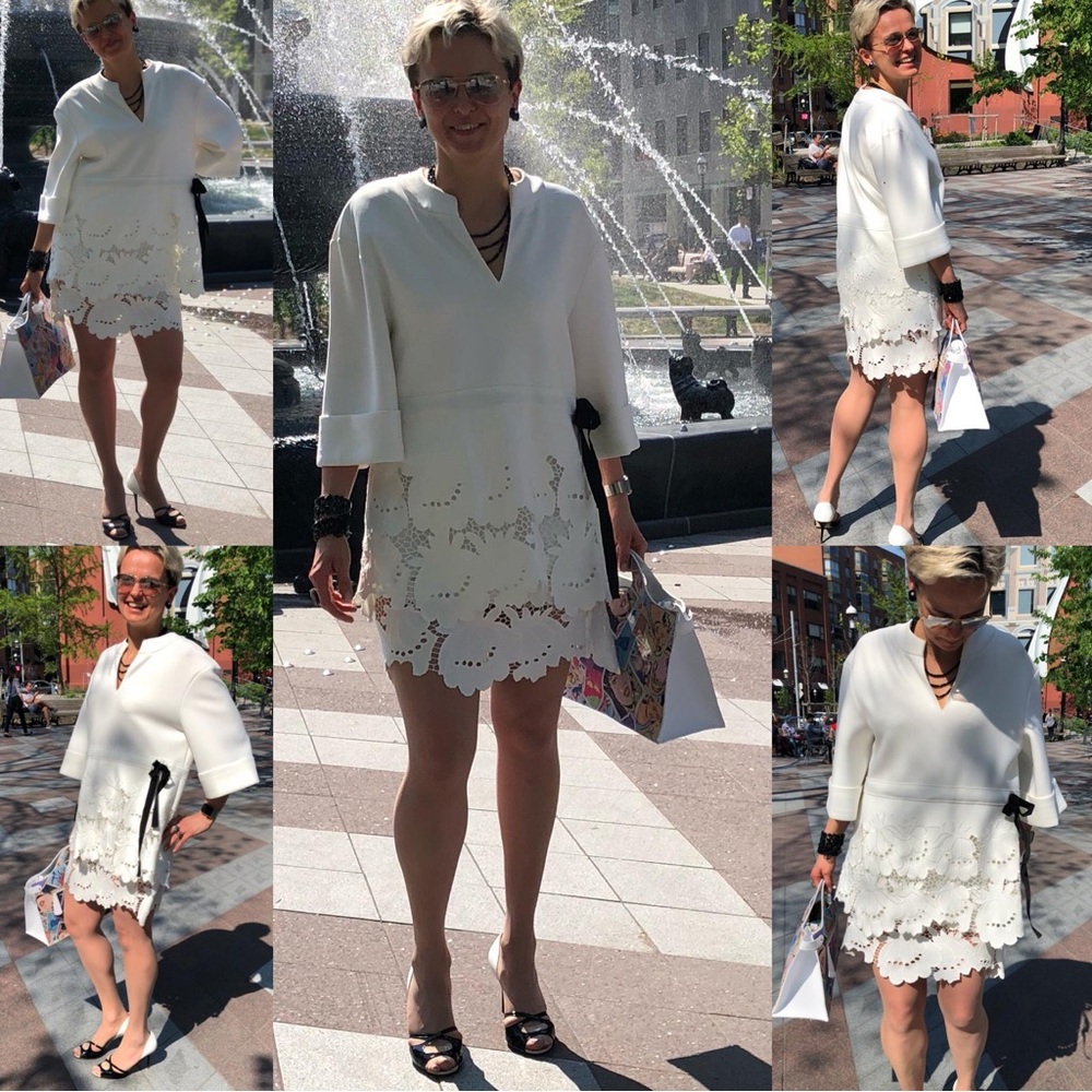 White Lace Trim Dress